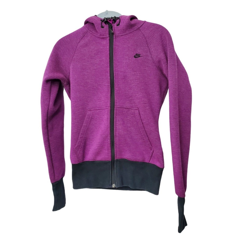 Nike Women's Zip Up Hoodie Sweater Size Small Purple Black Sportswear 414859-511